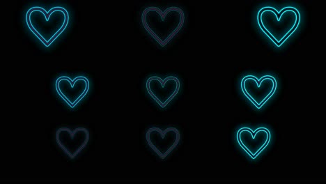 romantic hearts pattern with neon blue color