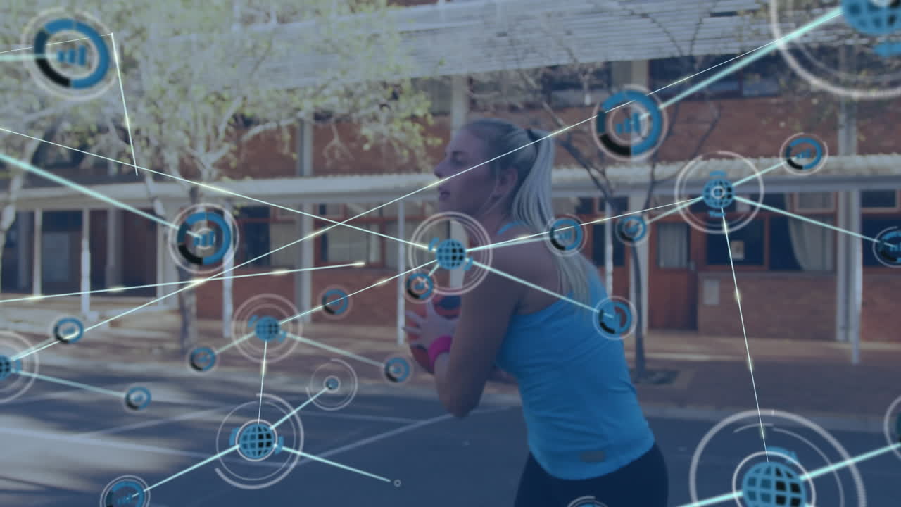 Animation of networks of connections over female basketball players