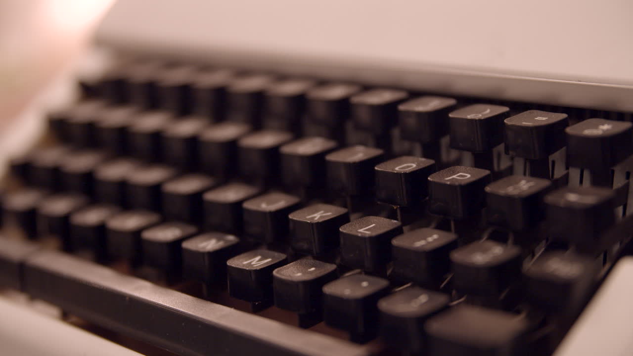 Vintage white typewriter close up