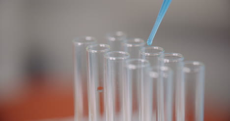 trabajando en laboratorio científico usando pipeta en laboratorio