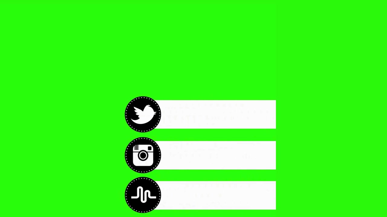 Icone animate per social media del terzo inferiore su schermo verde