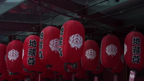Chinese red lanterns outside temple