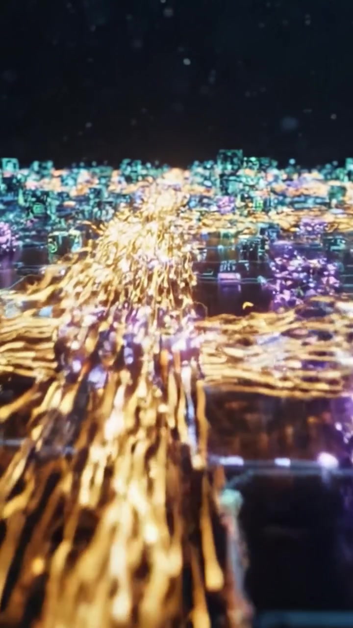 A Dynamic Exploration of Futuristic Digital Landscapes: Vivid Neon Networks and Glowing Data Streams Captured in Stunning Visuals