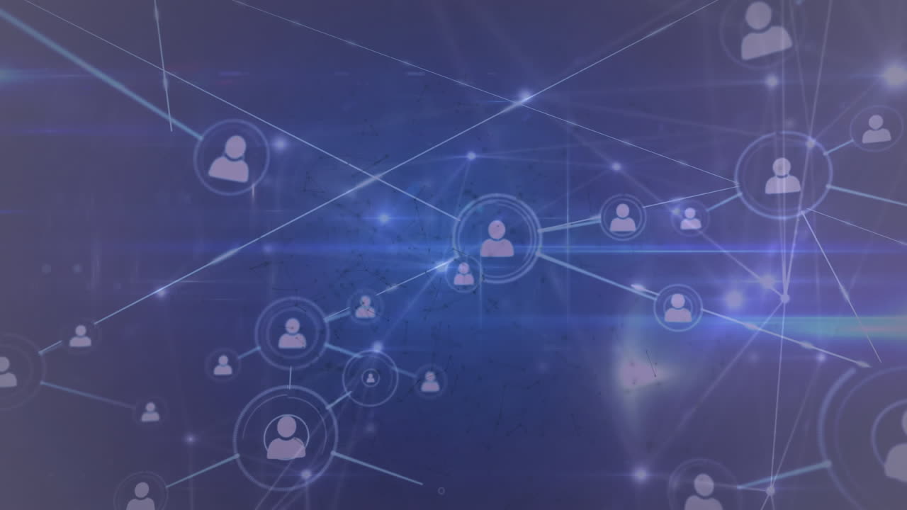 Animation of network of connections over purple background