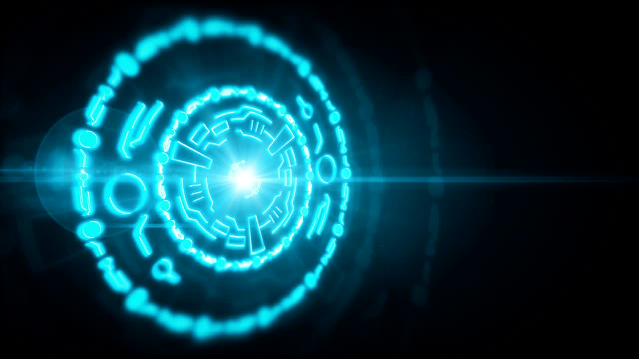Large blue abstract circular hologram, background ready to loop