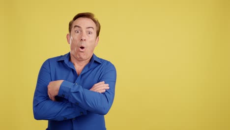 man displaying surprised, amazed, and doubtful facial expressions