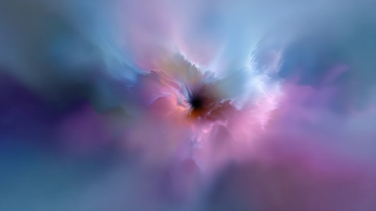 Una suggestiva rappresentazione astratta di fenomeni cosmici, caratterizzata da colori e motivi vorticosi che evocano la misteriosa profondità dello spazio e del tempo.