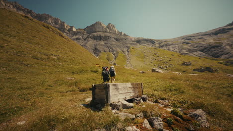 hikers in the swiss alps