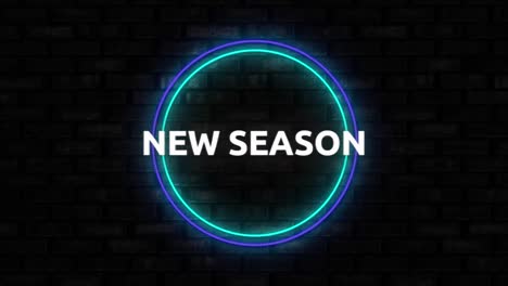 animation of new season text over blue circles on black