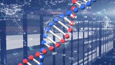 Dna-structure-spinning-against-screens-with-dna-structure-spinning-on-screens