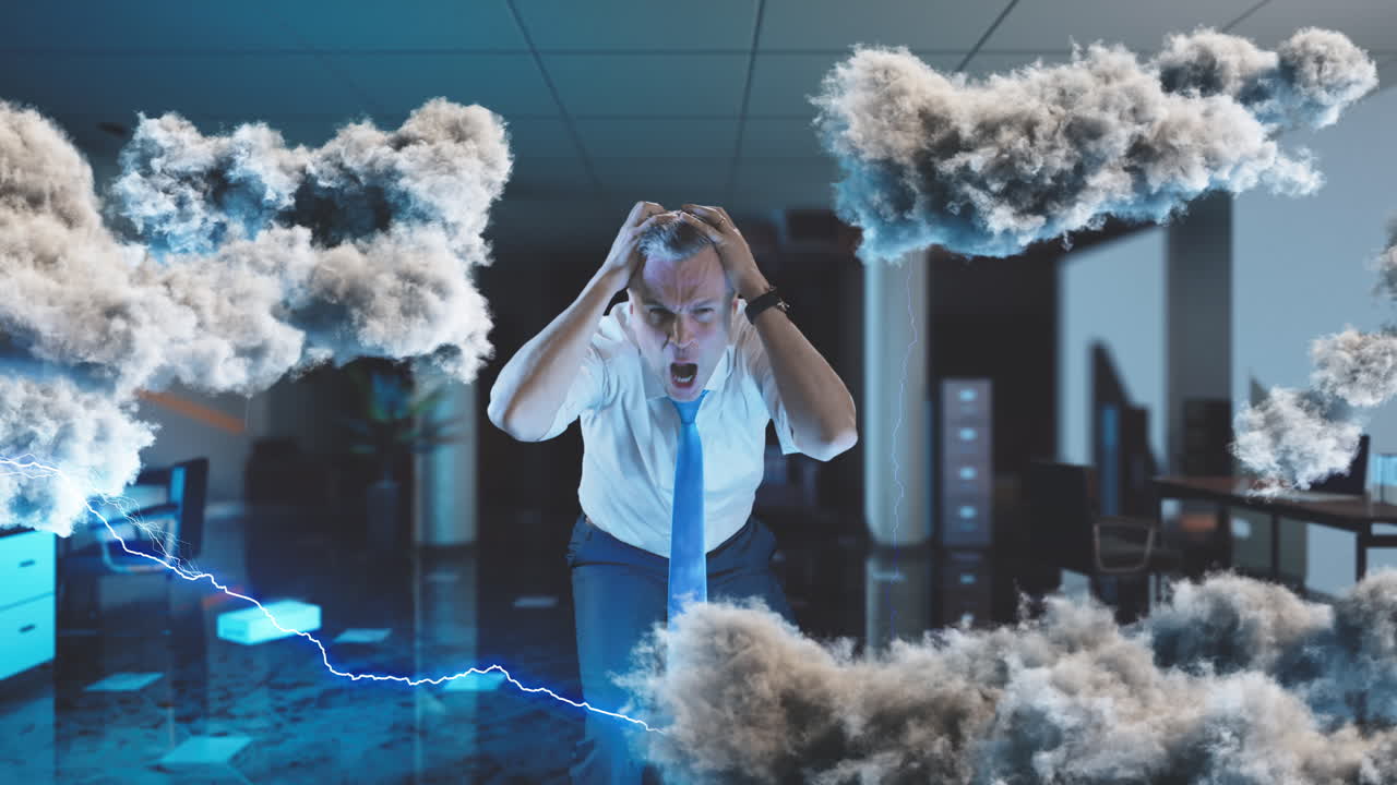 사무실에서 스트레스를 받는 사업가