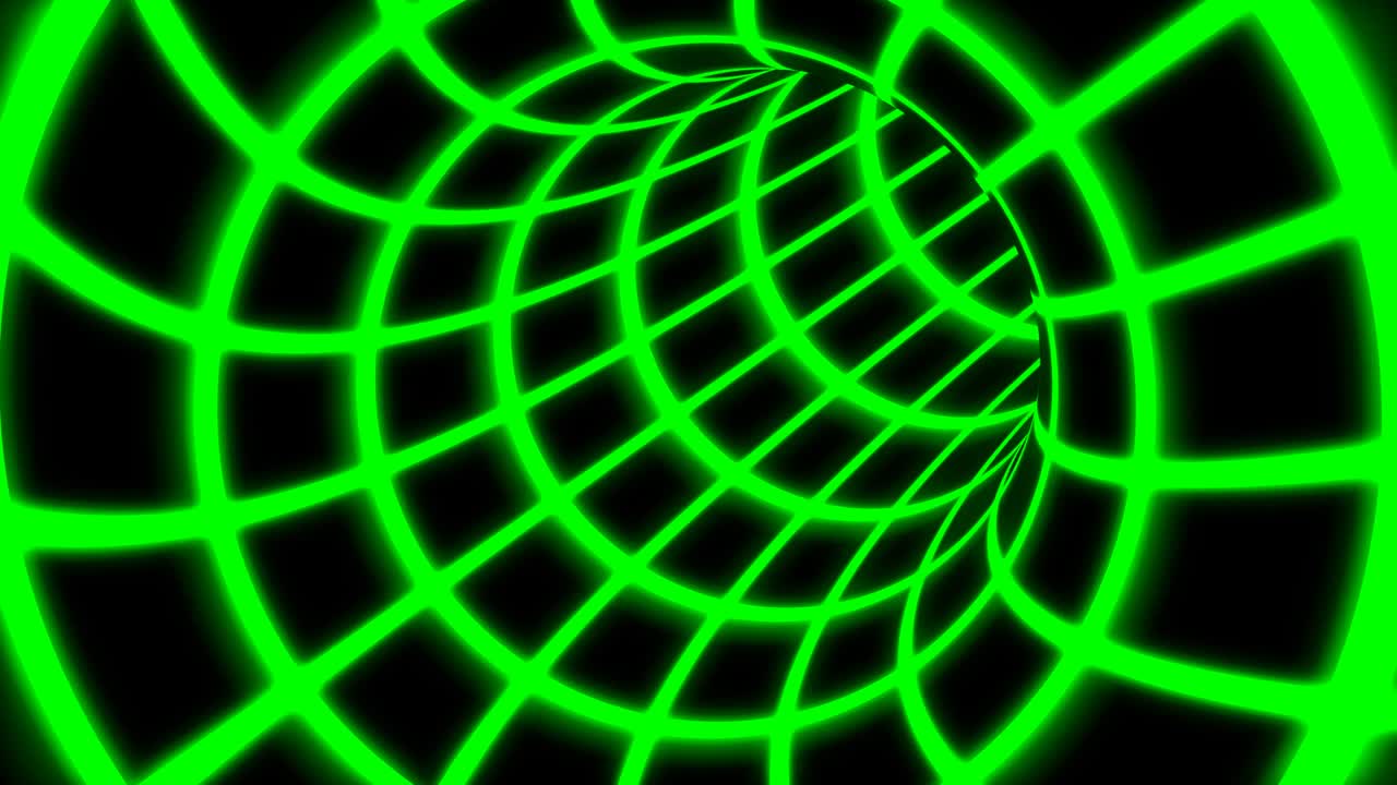 volar dentro de la red de túnel digital verde en una red informática segura conectada - animación de fondo de movimiento de bucle sin fisuras de 4k