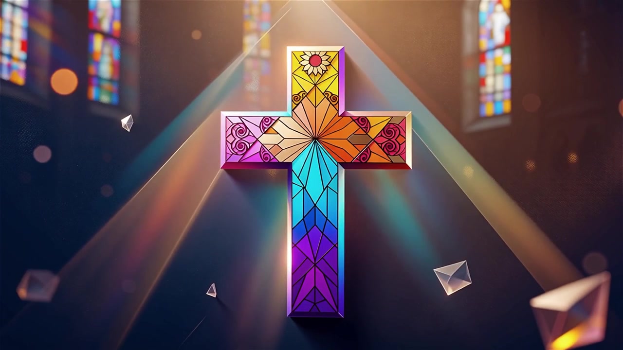 Cruz Cristiana con Luz Celestial, Fondo para Adoración.