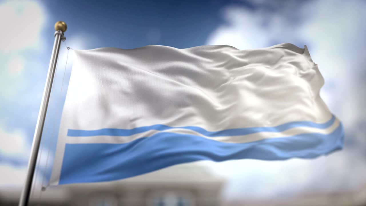 Altai Republic Flag Waving Slow Motion 3D Rendering Blue Sky Background - Seamless Loop 4K