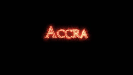 accra written with fire. loop