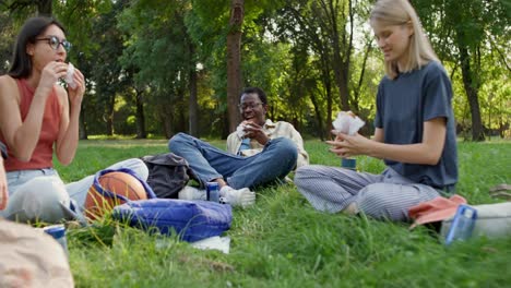 friends enjoying a picnic in the park