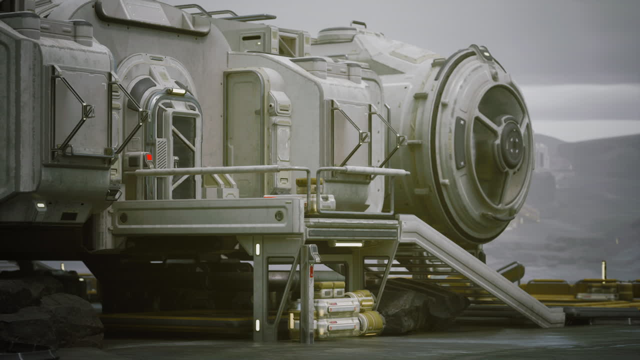 Spaceship on mountain peak