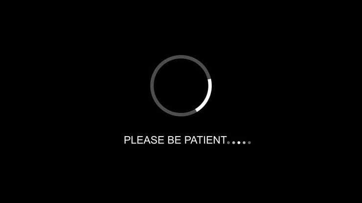 Loading screen with "Please be patient" message