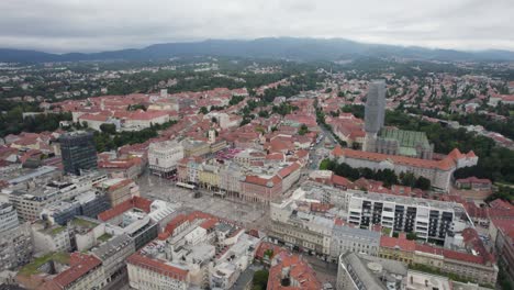 Panoramic-aerial-overview-establishes-city-of-Zagreb-Croatia-city-center