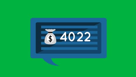 icono de la bolsa de dinero y números 4k