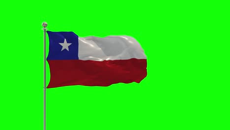 chile ilustración 3d de la bandera ondeando en un poste con llave de croma