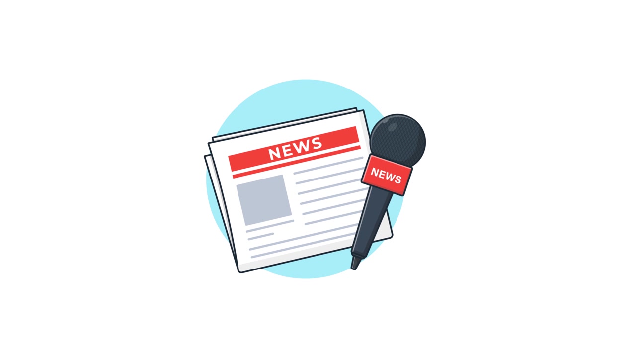 Animated Illustration of Newspaper and Microphone for News