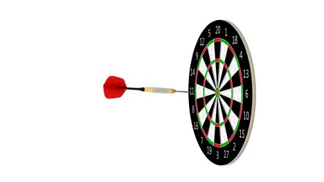 rotating dart arrow hitting bulls eye in the center of the target slow