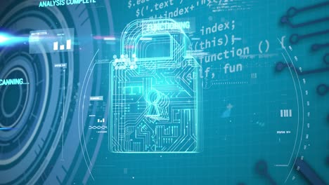 animation of data scanning over padlock icon