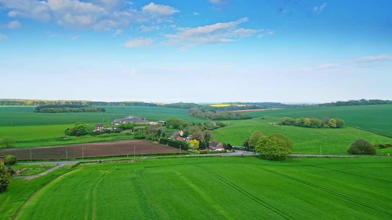 Drone captures Burwell village's historical shift from medieval market town&mdash;countryside fields, classic red brick houses, and the disused Saint Michael parish church on Lincolnshire's Wold Hills