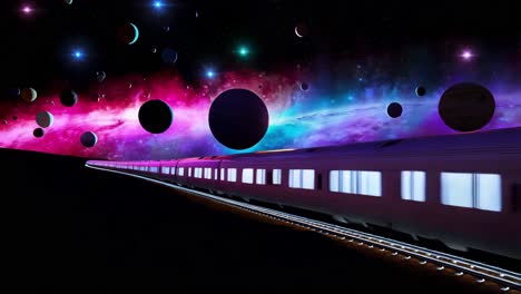 tren espacial a través de la nebulosa