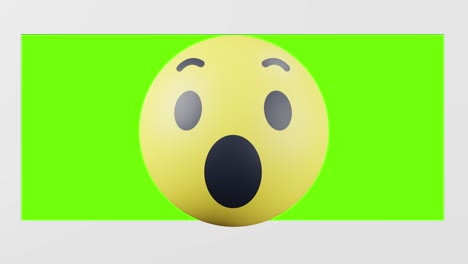 Facebook-wow-emoji-reaction-button-with-3D-effect-overlay,-green-screen