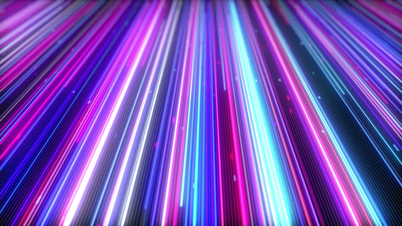 fondo abstracto con senderos eléctricos de neón que se mueven a través de un bucle de espacio digital