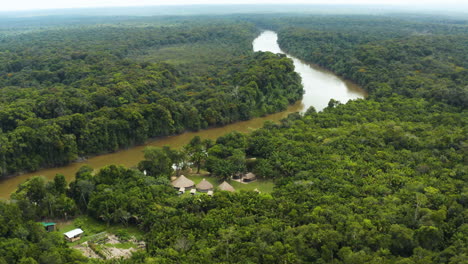 beautiful aerial view of the rewa village next to rewa river in guyana