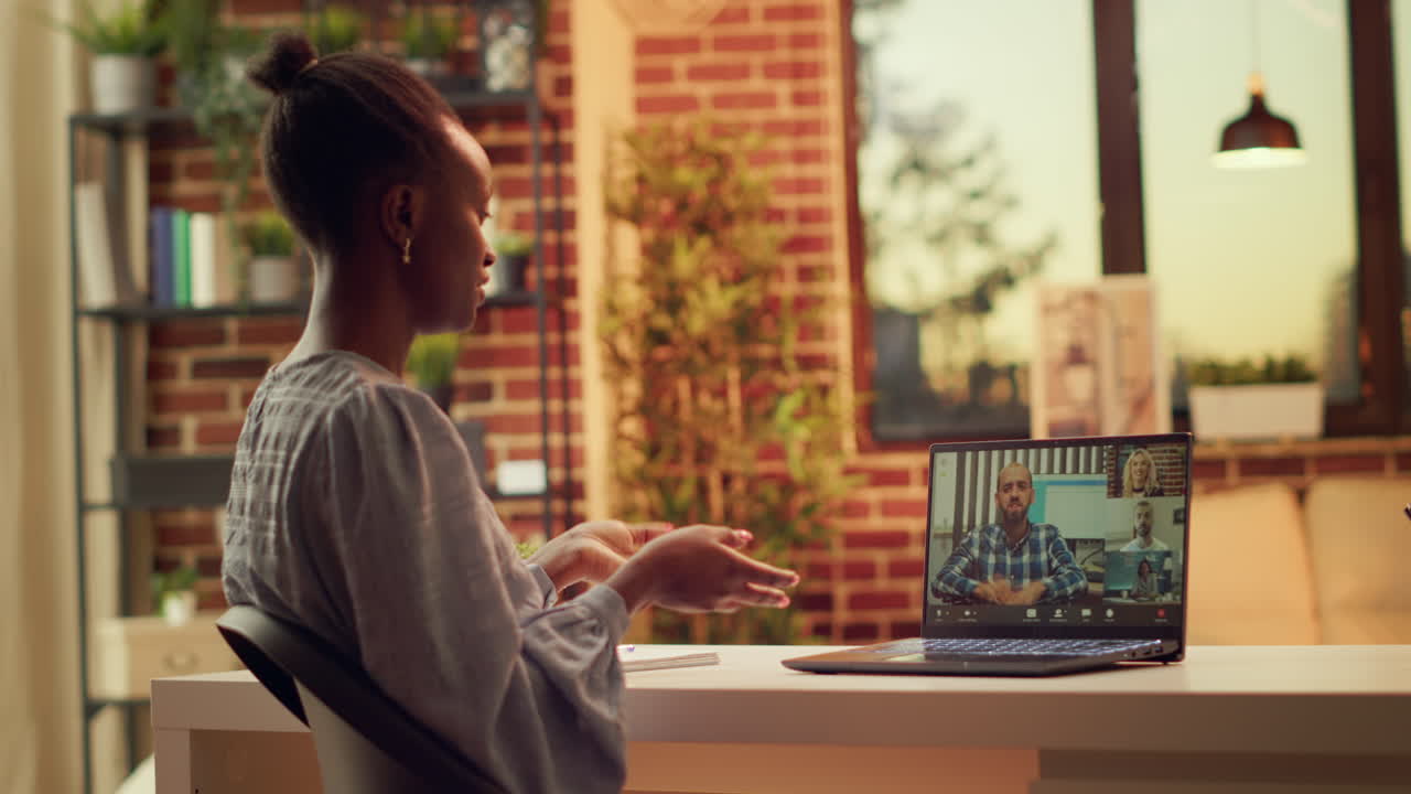 Freelancer on videocall with clients