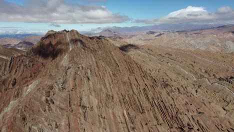 rugged rock strata on edge, rustic canon del indio canyon in argentina