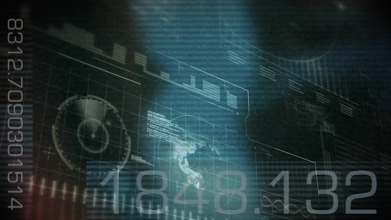 Statistical data processing against against blue background