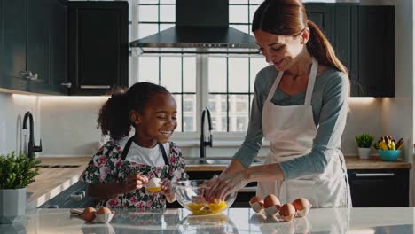 mother and daughter baking together