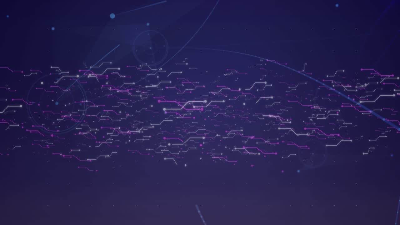 Animation of glowing green lines glowing spots and data processing