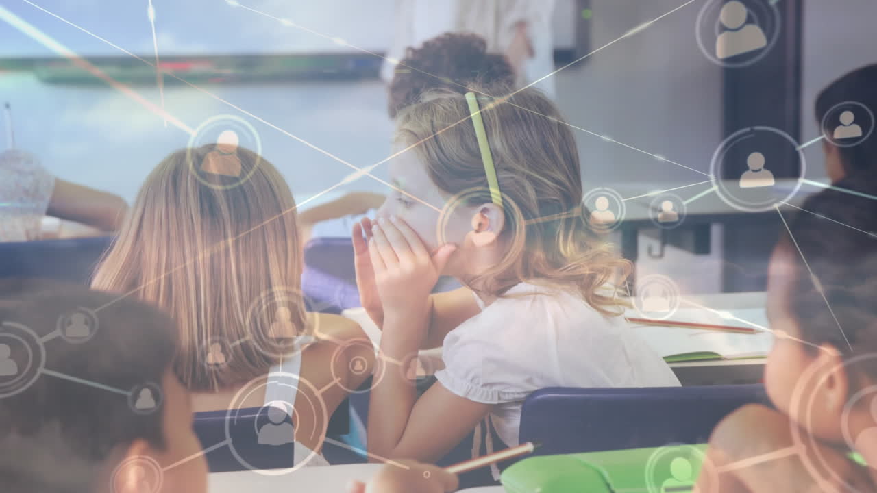 animación de redes de conexiones entre escolares en el aula