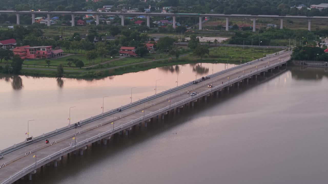 Elevated View of a Bridge Over a River in a City