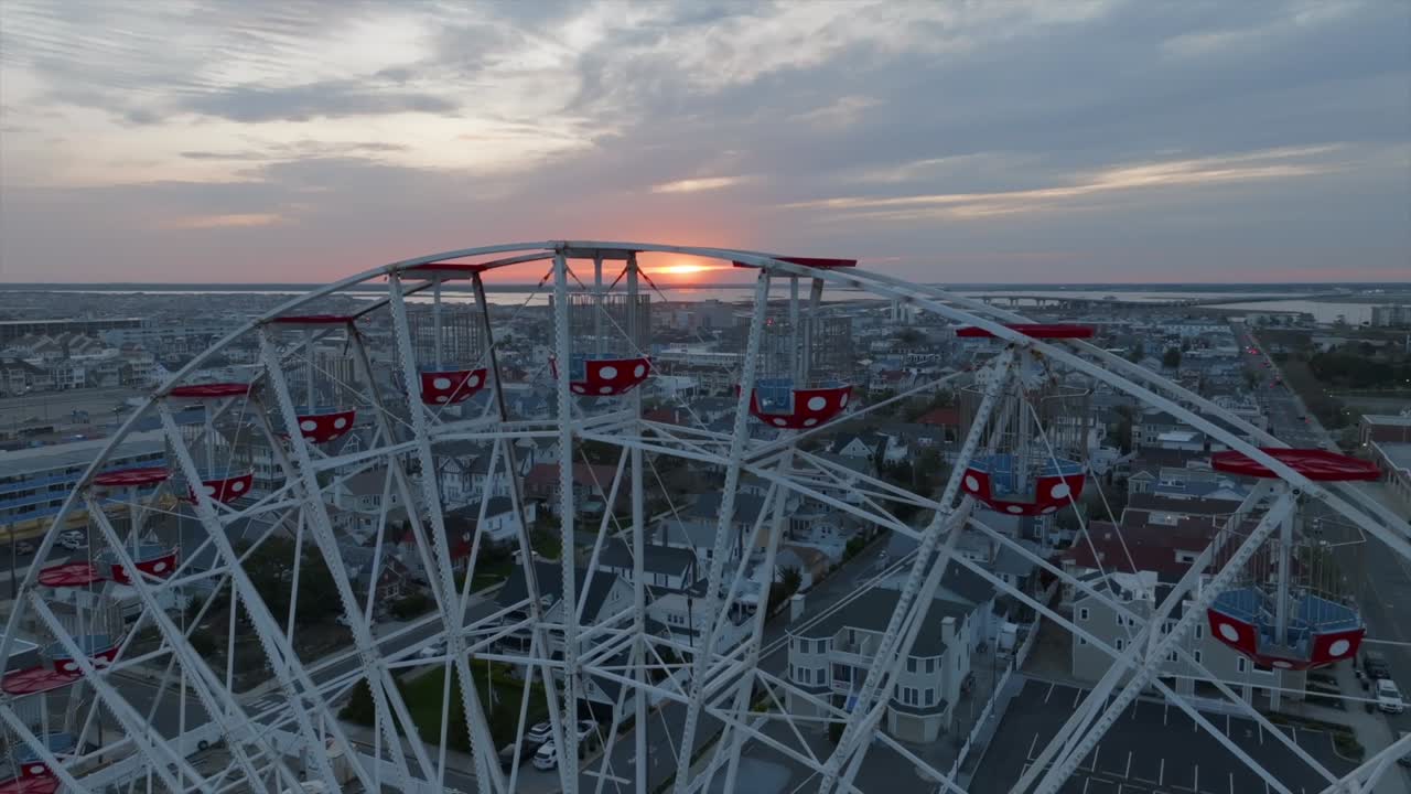 Ocean City, New Jersey Ferris Wheel Lit by Setting Sun