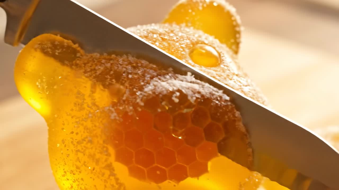 Cutting a Honeycomb Gummy Bear