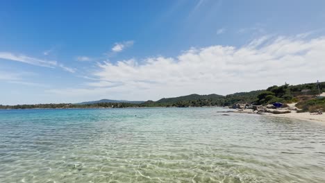 Clean-blue-flag-beaches-of-Halkidiki-Peninsula,-Greece