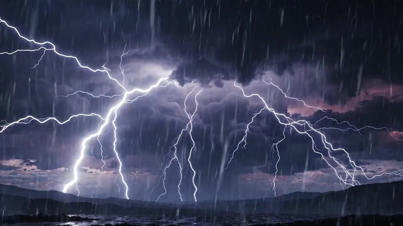 Dramatic Stormy Skies: A Stunning Display of Lightning and Torrential Rain Captured in Two Striking Frames, Showcasing Nature's Fury and Power in the Atmosphere