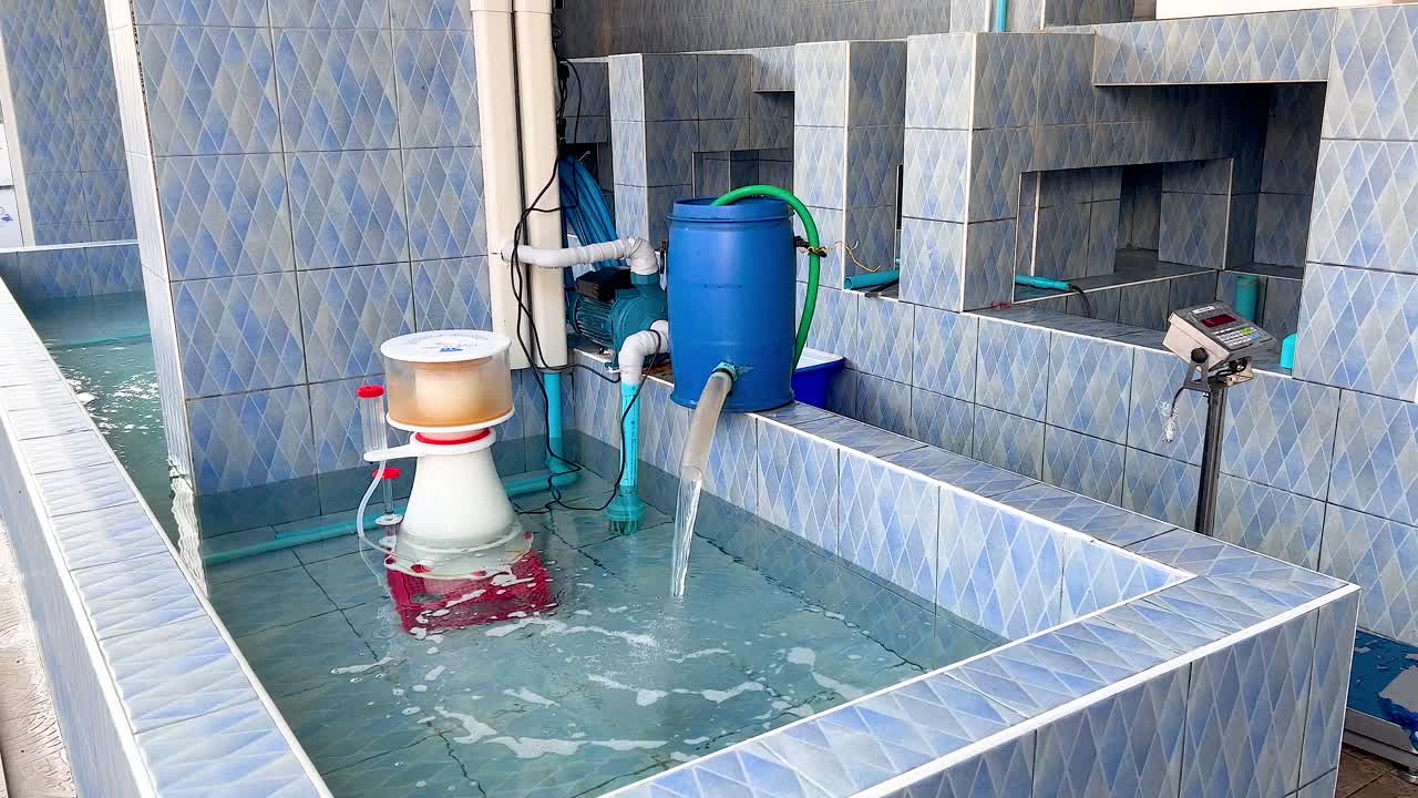 sistema de filtración del agua de las piscifactorías