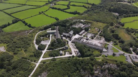 aerial view of a slate quarry in rural wales