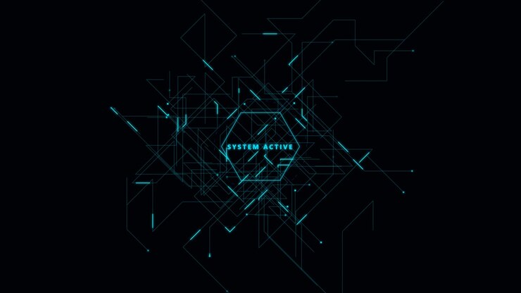 Digital System Active Interface with Glowing Geometric Lines