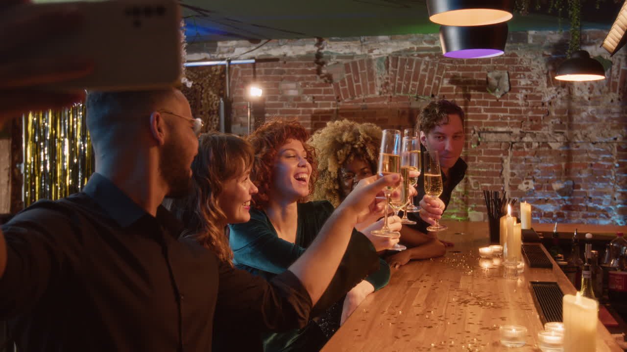 Group of Friends Celebrating at a Bar