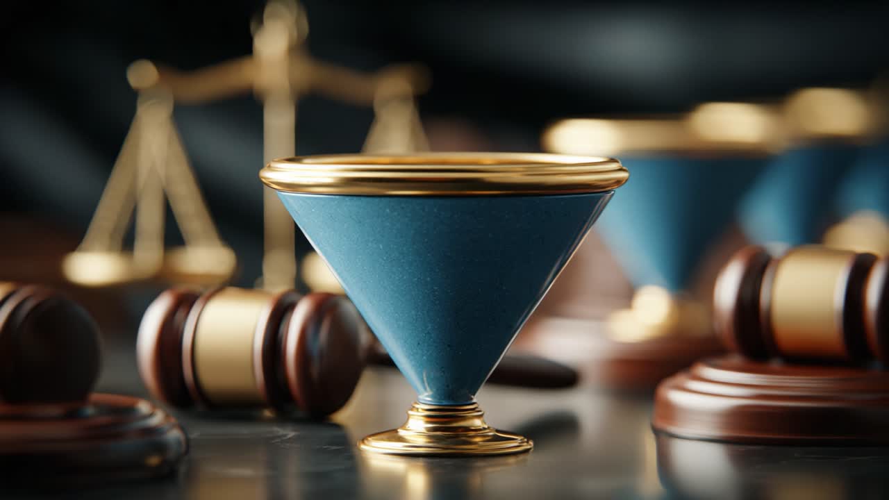 Uno scorcio di giustizia: una rappresentazione suggestiva di una bilancia della giustizia e un martelletto, che simboleggiano l'equilibrio di legge e ordine in un'ambientazione forense.