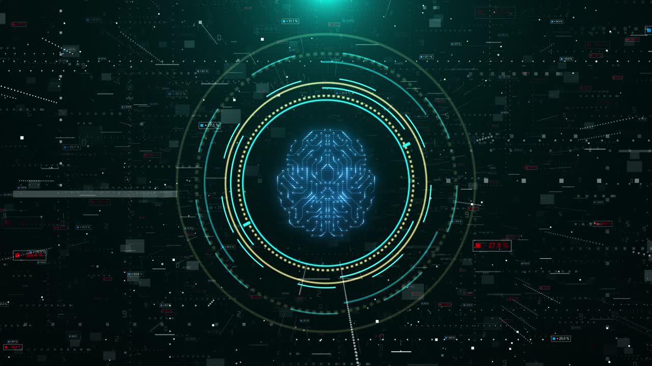 Ai digital core blue big data futuristic animation of digital board ai future brain circuit board